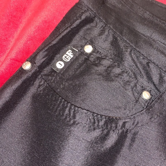 Gianfranco Ferre Jeans Vintage 90s Black Shiny Linen Blend Straight Pants Sz 2 - Picture 5 of 8